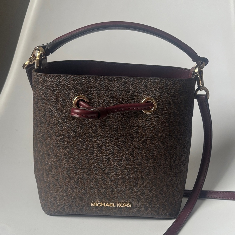 Michael Kors Brown and Burgundy Crossbody Bag